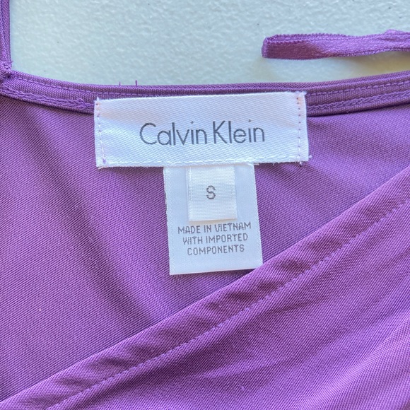 Calvin Klein Tank Top Y2K Size S Purple Faux Wrap Front Sexy - Picture 7 of 8